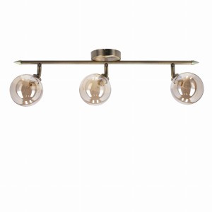 Rodia lampa sufitowa listwa patynowy 3x40w g9 klosz bursztynowy