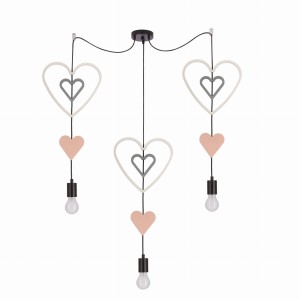 Trio hhh p lampa wisząca czarny 3x20W E27 iq kids biały+różowy+szary