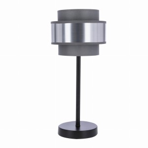 HARE LAMPA STOŁOWA CZARNY 1X60W E27 ABAŻUR SZARY+SREBRNY
