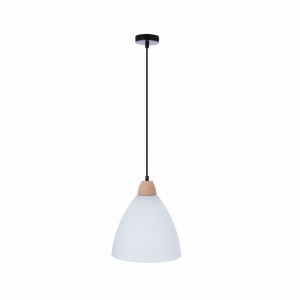 NAPOLA LAMPA WISZĄCA CZARNY Z DREWNEM 1X60W E27 KLOSZ BIAŁY