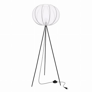 MELLOW lampa podłogowa czarny 1x40W E27 abażur mist 52 biały kula