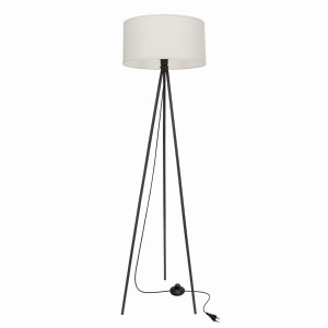 SHANTI lampa podłogowa czarny 1x40W E27 abażur szary