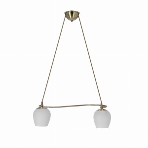 Serano lampa wisząca patynowy 2x60W E27 klosz biały