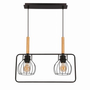Franita lampa wisząca czarny 2x40W E27 klosz czarny