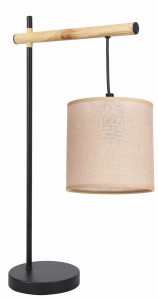 Combi lampa stołowa czarny 1x60W E27 abażur beżowy