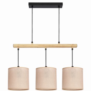 Combi lampa wisząca czarny 3x60W E27 abażur beżowy
