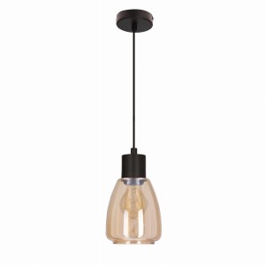 MOLDO lampa wisząca czarny 1x40W E27 klosz bursztynowy 31-35073