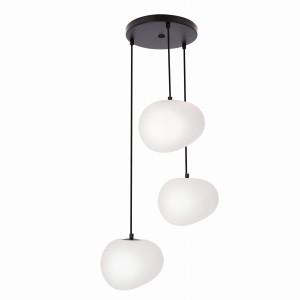 STONES lampa wisząca talerz czarny 20cm 3x40W E27 klosz biały 33-35172