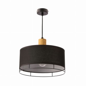 Ardi lampa sufitowa czarny+drewniany 1x40W E27 abażur czarny 31-38371