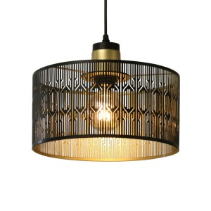 LASER Lampa wisząca śr. 30cm, przewód tekstylny czarny LY230504002